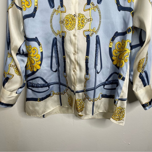 ZARA Chain Printed Blouse Size M Elegant Vintage Scarf Feminine Worn on TV - Picture 9 of 16